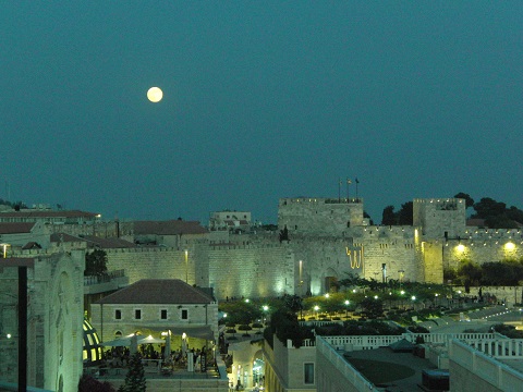 Full moon rises over the Old City of Jerusalem, Israel | &copy; Melech ben Ya'aqov, Karaite Insights